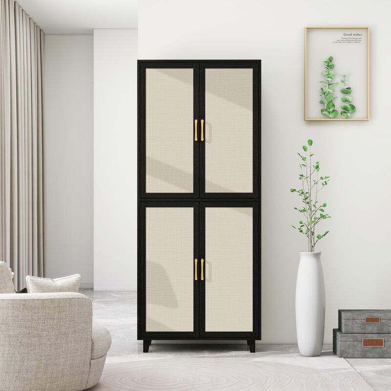 MONDAWE 4 Door Cabinet with 4 Adjustable Inner Shelves，Storage Cabinet, Perfect for Bedroom, Living Room, or Study