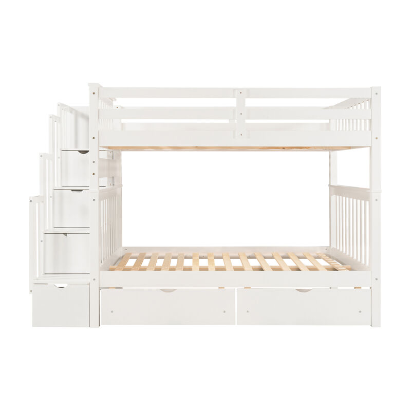 Full Over Full Bunk Bed With Shelves And 6 Storage Drawers image number 6