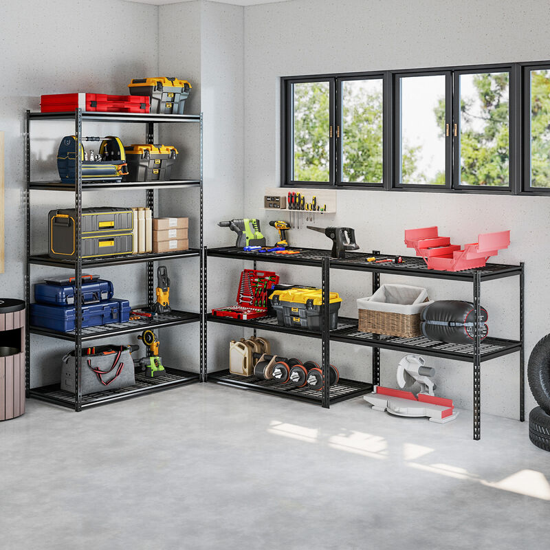 Set of 3 Heavy-Duty 5-Tier Metal Shelves with Adjustable Wire Racks for Storage image number 3