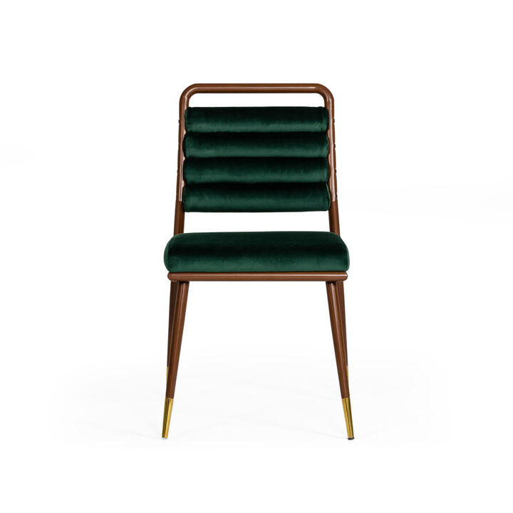 Biscay Modern Dark Green & Walnut Steel Dining Chair