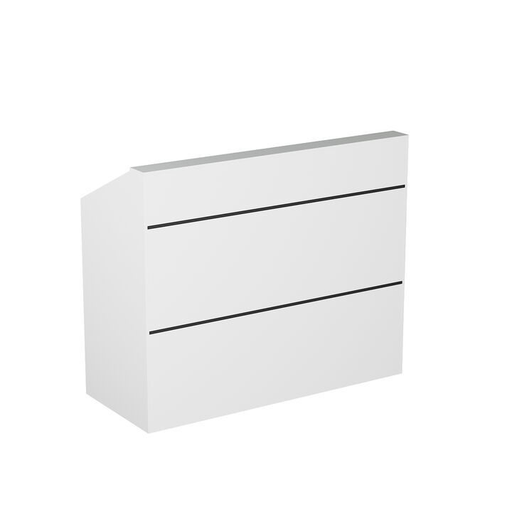 FUFU&GAGA Modern White Desk with Raised Shelf and Spacious Work Surface (47.2" W x 39.4" H x 19.7" D),White