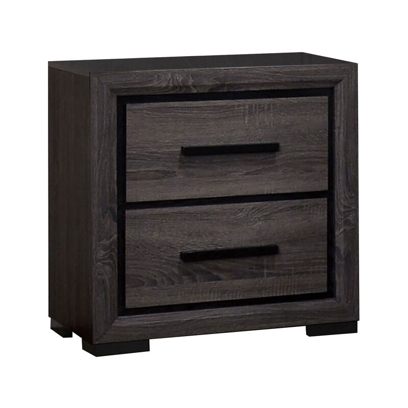 3pc King Bedroom Set, Gray, Black Wood, 2 Nightstands image number 5