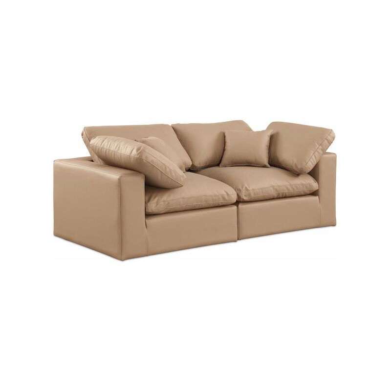 Meridian Furniture Comfy Tan Vegan Leather Modular Sofa