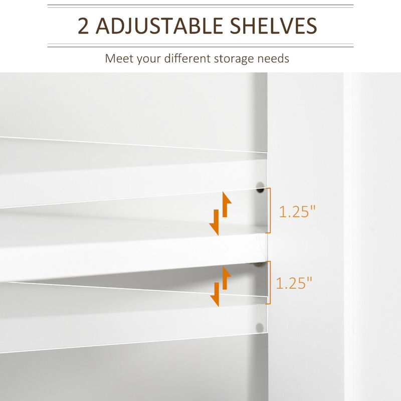 White Bathroom Tower: 67" Freestanding Linen Storage Cabinet