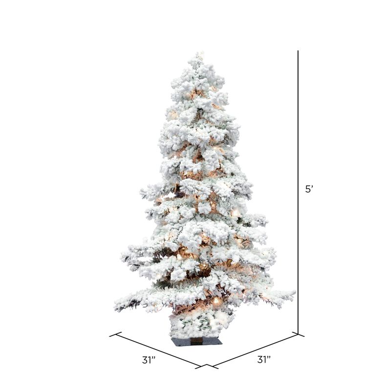 Vickerman 6' Flocked Spruce Artificial Christmas Tree with 300 Clear Lights - Snow Covered Faux Tree - Seasonal Indoor Home Decor image number 4
