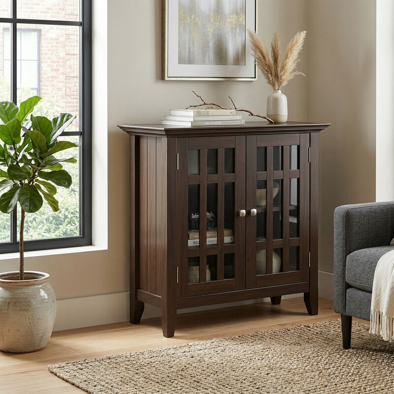 Bedford SOLID WOOD 32 inch Wide Transitional Low Storage Media Cabinet in Dark Tobacco Brown image number 2
