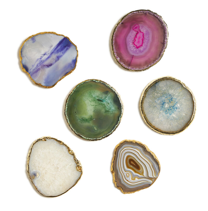 Agate Coasters With Gold Trim