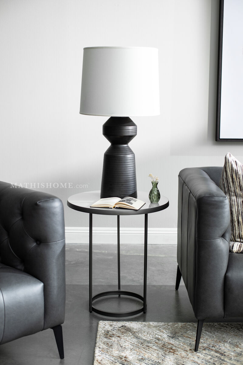 Nero Large Table Lamp in Matte Black with Linen Shade