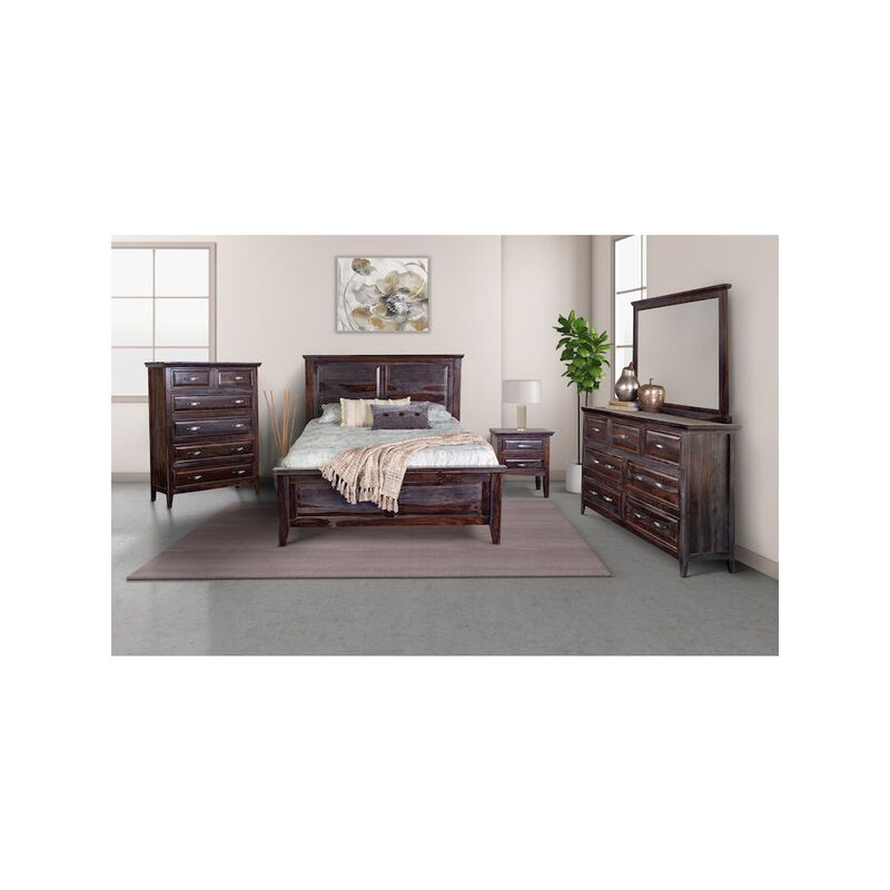 Porter Designs Sonora Solid Sheesham Wood King Bed, Gray