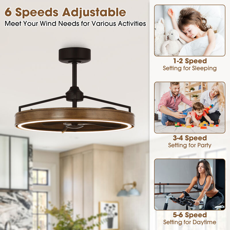 27" Farmhouse Brown LED Ceiling Fan with Remote Control