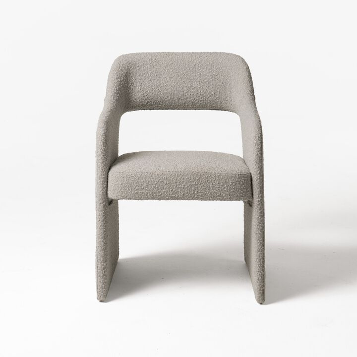 Cid Bistro 24 Inch Dining Chair, Light Gray Polyester, Cushions, Solid Wood - Benzara