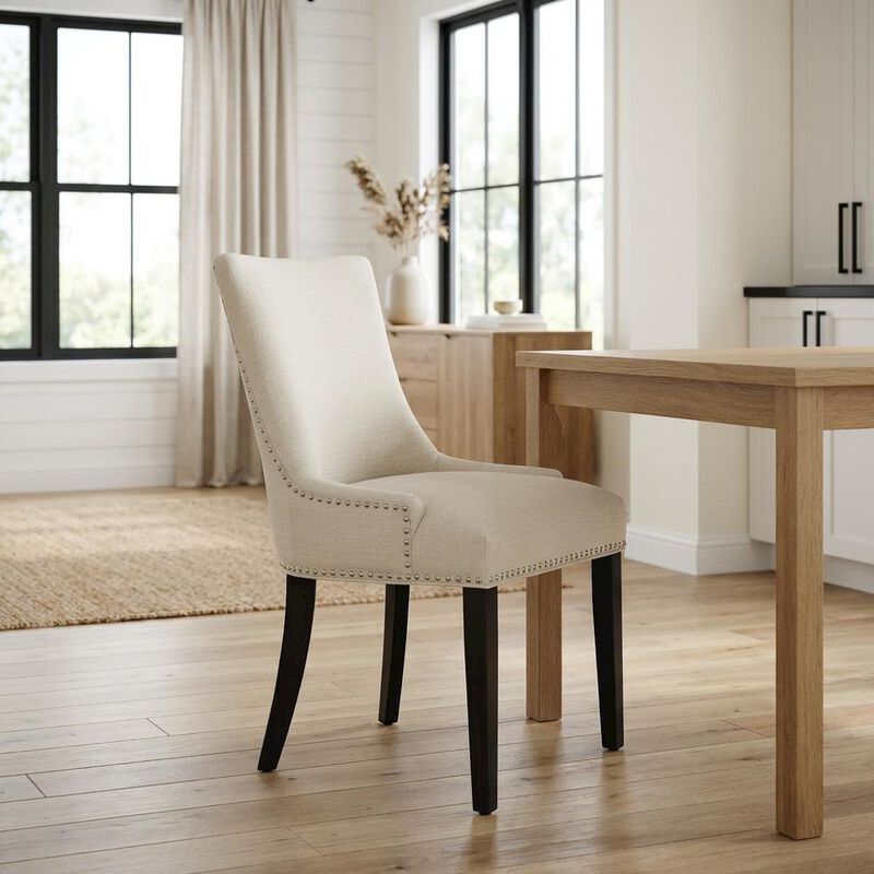 Fabric dining chair with armrests and comfortable backrest for dining rooms image number 4