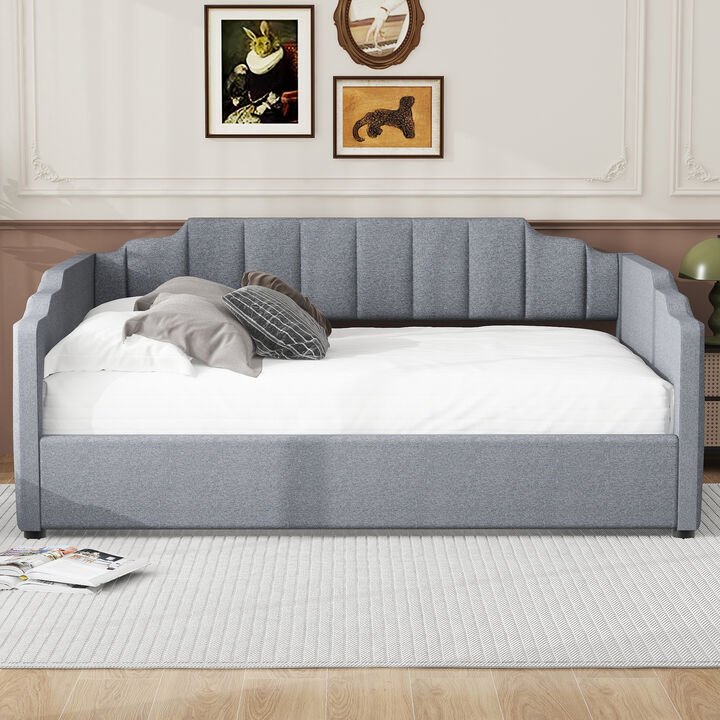 Merax Full Size Upholstered Daybed  Hidden Storage Underbed Storage Compartment  Trundle Option Available