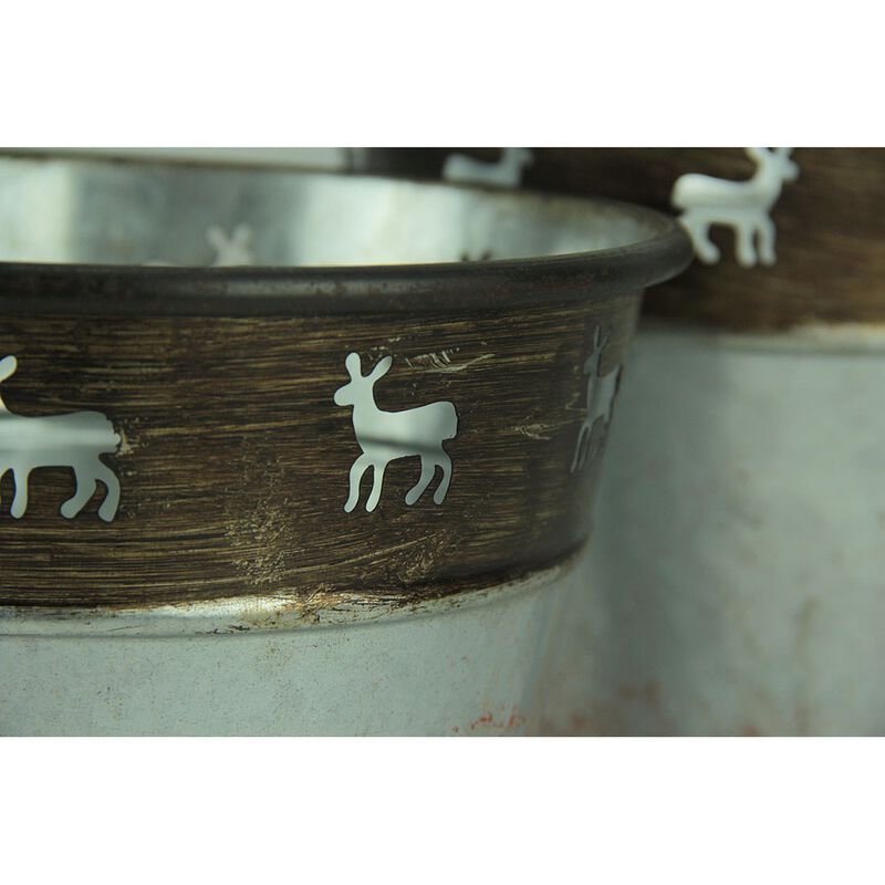 Rustic Metal Deer Cutouts Primitive Bucket Set Of 3 image number 2