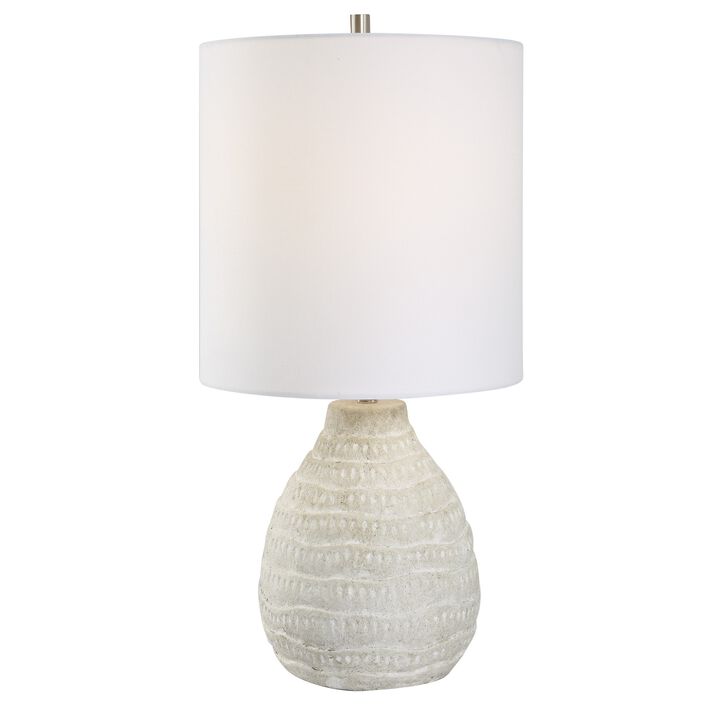 24 Inch Naturally Crafted Table Lamp, Porcelain Ceramic, Classic, White-Benzara