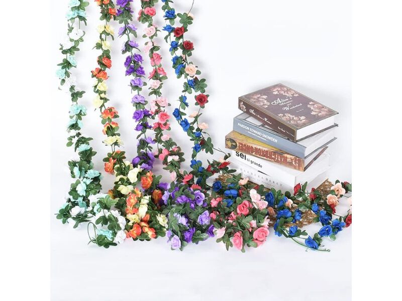 4 Piece Artificial Hanging Rose Flowers Garden Porch Decor image number 1