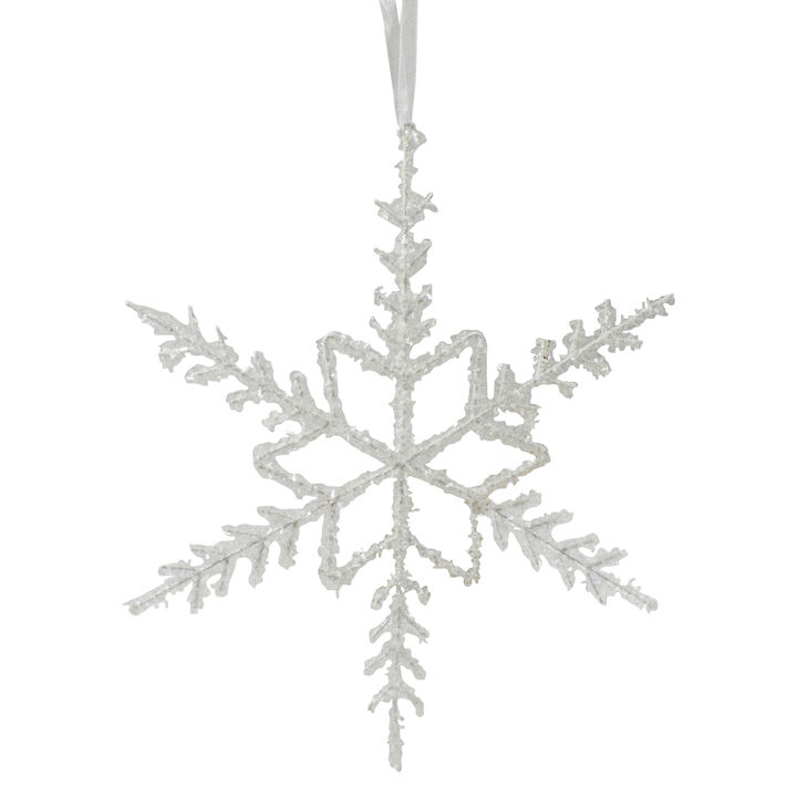 10" White Glittered Snowflake Christmas Ornament