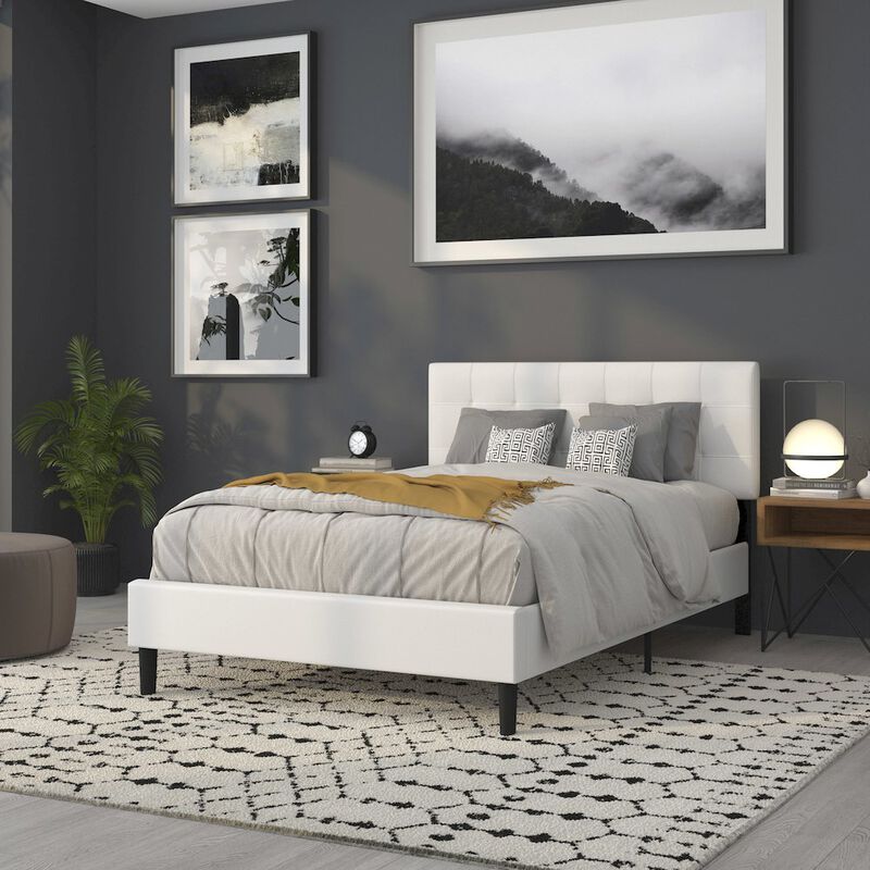 Flash Furniture Tufted Upholstered Full Size Headboard in White Fabric image number 8