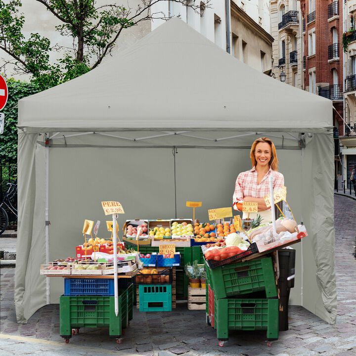 Pop-up Gazebo with 5 Removable Zippered Sidewalls and Extended Awning For Outdoors