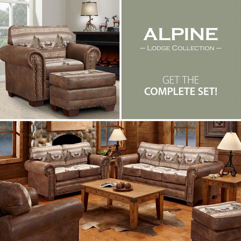 American Furniture Classics Alpine Lodge Armchairs with Matching Ottoman