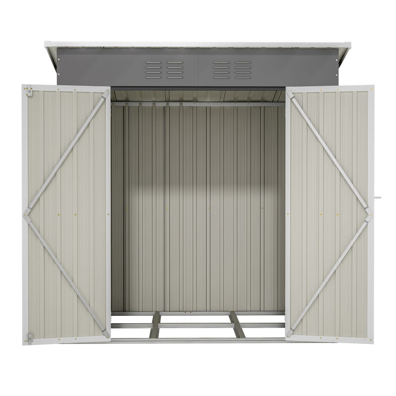 WOW PIONEER Durable 6'x4' Outdoor Metal Storage Shed with Lockable Door & Floor Frame for Garden Tools, Backyard Supplies and Multi-Purpose Outdoor Use image number 8