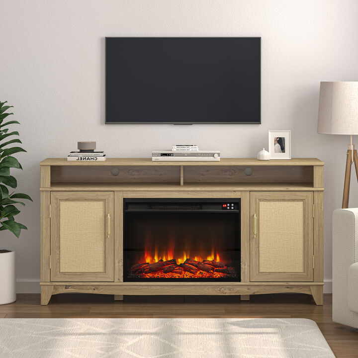 FESTIVO Farmhouse TV Stand with 26" Fireplace -Fits TVs up to 65"