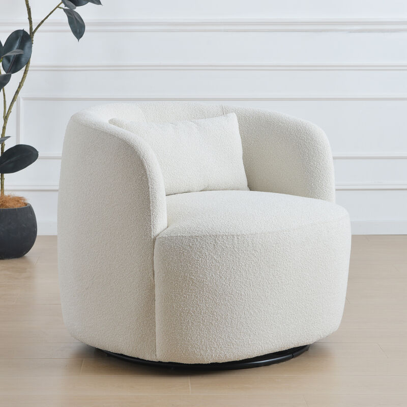 Ashlie Boucl&eacute; Swivel Barrel Chair