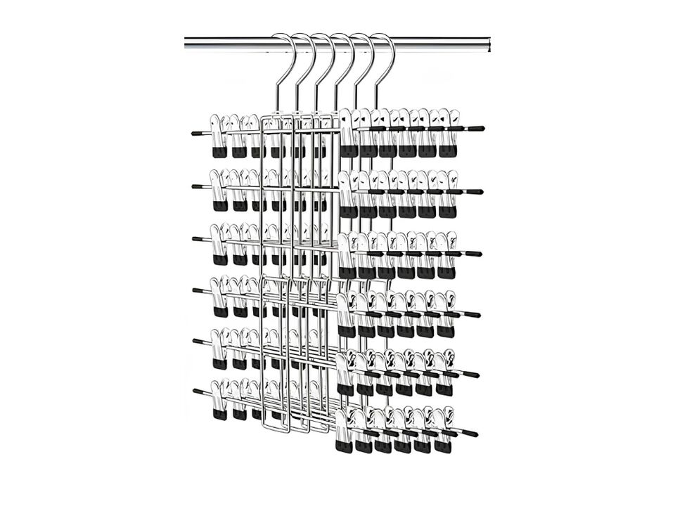 6-Pack Pants & Skirt Hangers | Space-Saving Closet Organizer & Storage