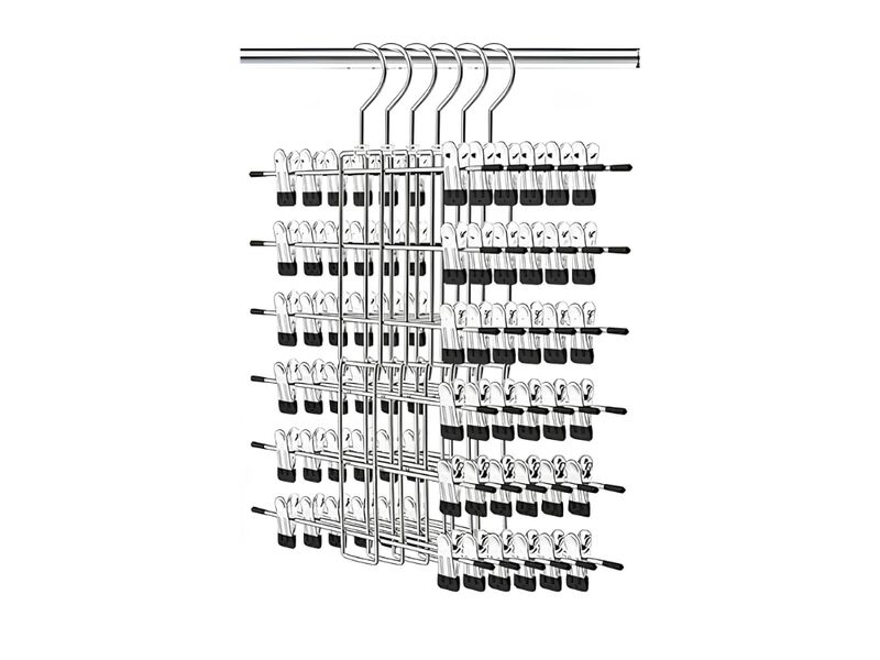 6-Pack Pants & Skirt Hangers | Space-Saving Closet Organizer & Storage image number 0