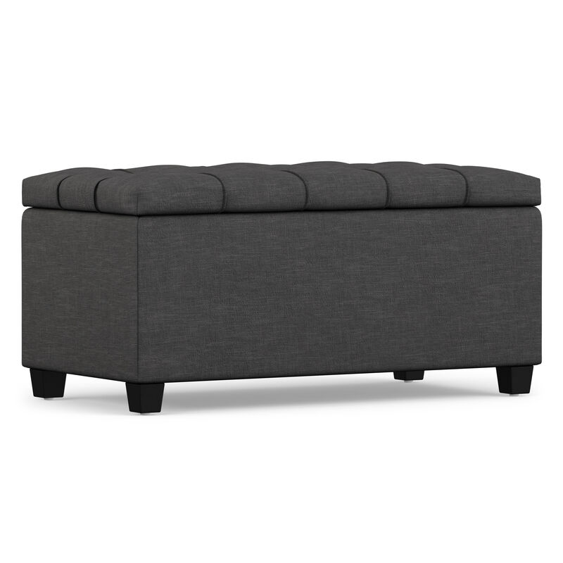 Sienna 33 inch Wide Transitional Rectangle Storage Ottoman Bench in Slate Grey Linen Look Fabric, Assembled image number 7