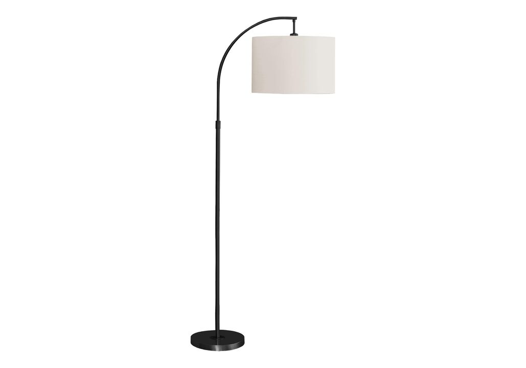 Monarch Specialties 9749, Black Cream Shade, Contemporary Lighting Arc Floor Lamp Metal Ivory, 26.25" L x 16" W x 65" H