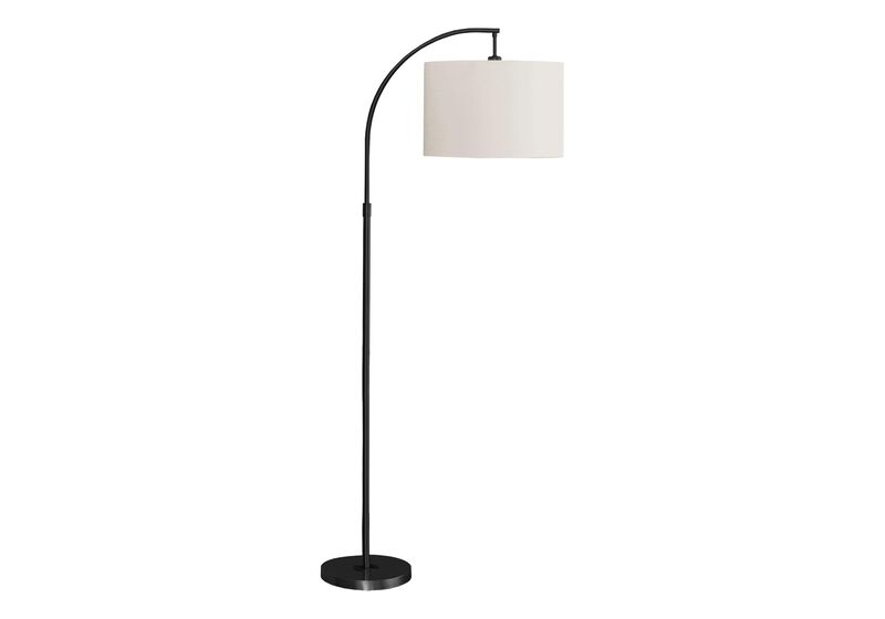Monarch Specialties 9749, Black Cream Shade, Contemporary Lighting Arc Floor Lamp Metal Ivory, 26.25" L x 16" W x 65" H image number 0
