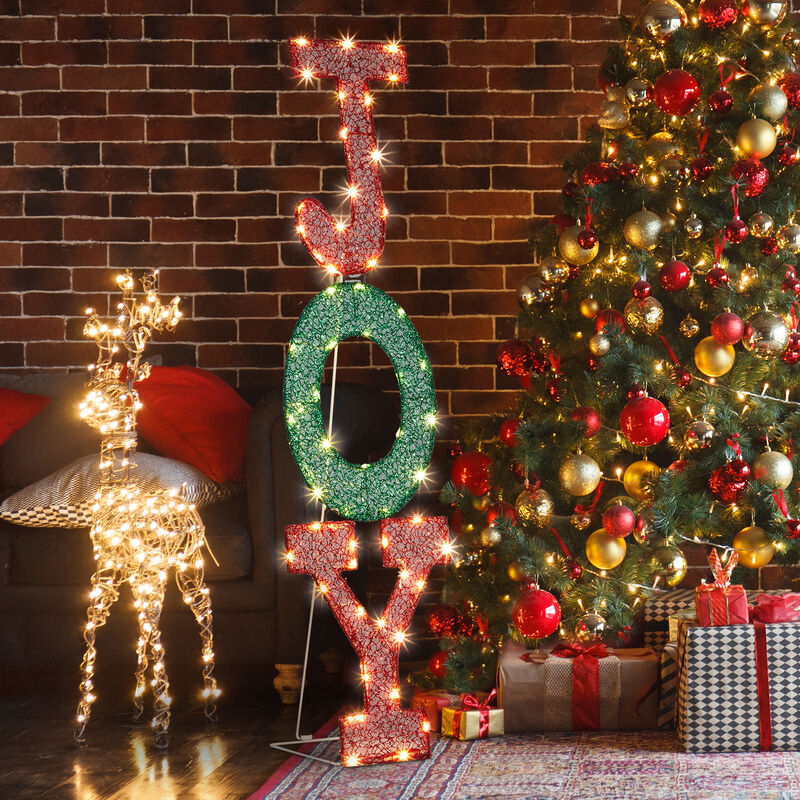 Pre-Lit JOY Letter Display with Warm White LED Lights for Outdoor Decor image number 1