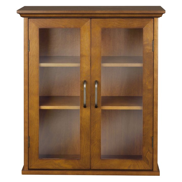 Bathroom Hanging Cabinet with Glass Panel Doors and Multiple Shelves