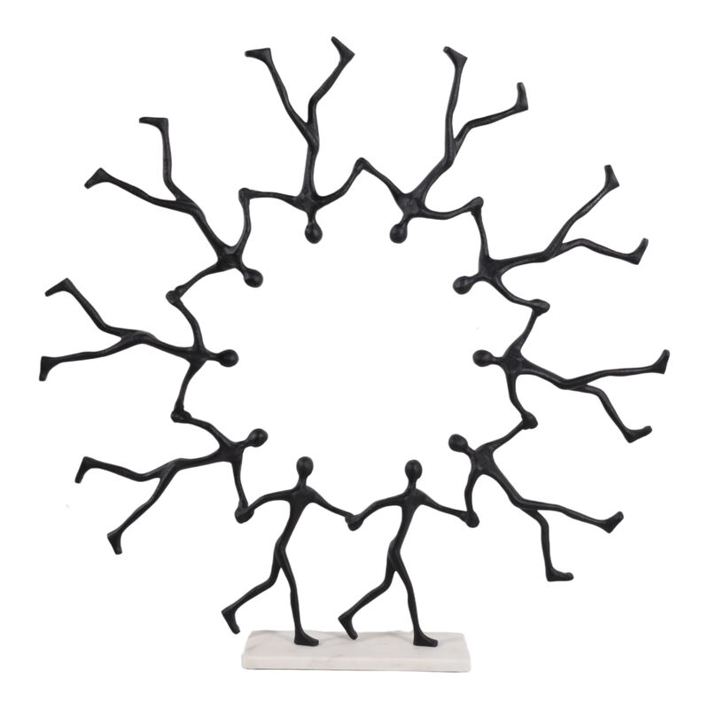 32x31" Men Walking In Ring Sculpture, Black/white image number 0