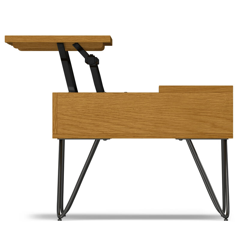 Hunter  36 inch Wide Rectangle Industrial Small Lift Top Coffee Table in Oak