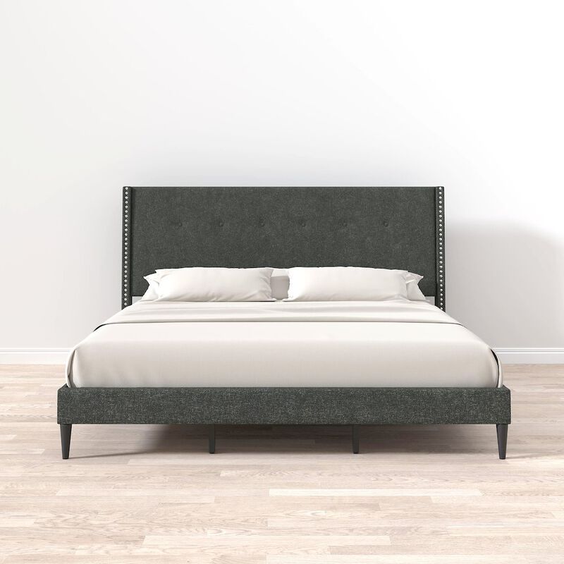 Rize Home Upholstered Complete Bed King Gray image number 1