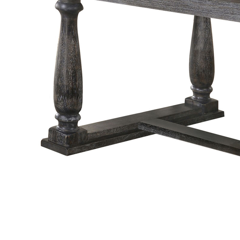 Transitional Style Wooden Dining Table with Trestle Base, Gray image number 4
