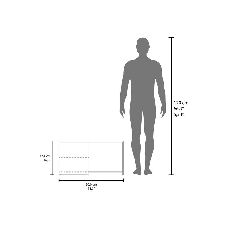 Faison Coffee Table, 2 Shelves, White / Natural Oak