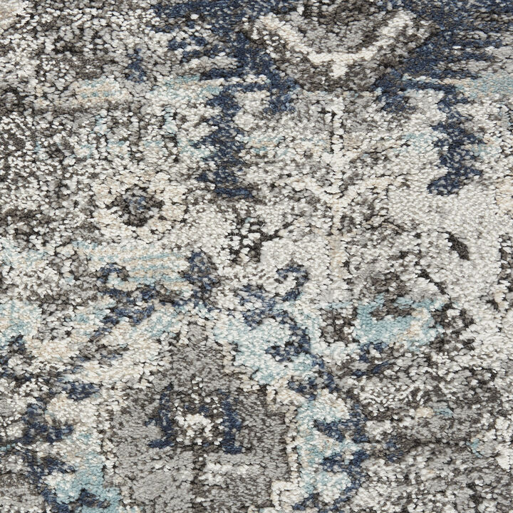 HomeRoots Floral Power Loom Distressed Area Rug