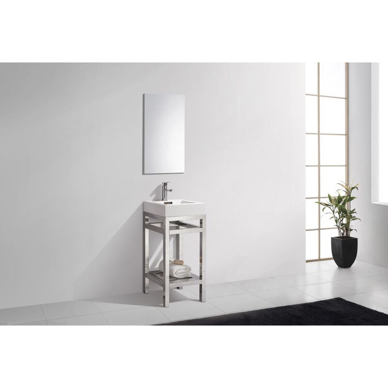 Kubebath Cisco 16 Stainless Steel Console with Acrylic Sink - Chrome