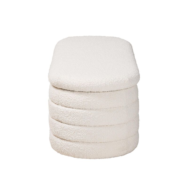 Baxton Studio Betiana Modern Cream Boucle Fabric Wood Storage Bench