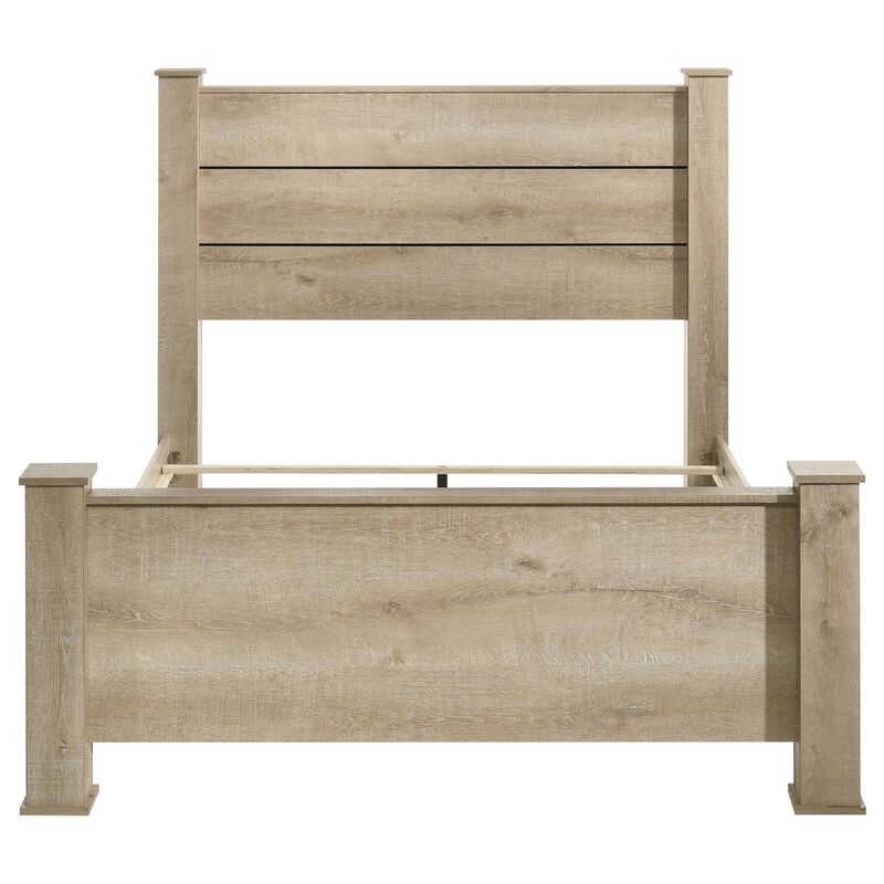 Tyna Rustic Queen Panel Bed with Planked Headboard, Weathered Oak Wood image number 4