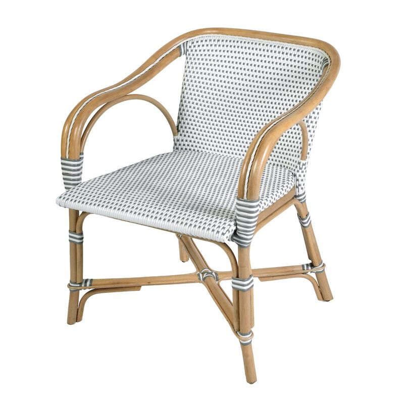 Butler Specialty Portofino 18.75 in. Seat Height Rattan Arm Chair, White and Gray image number 0