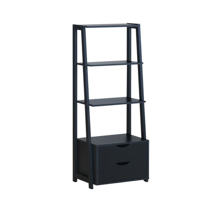 Hivvago 4-Tier Ladder Bookshelf Storage Display with Drawers