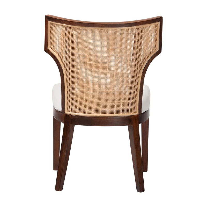 bali & pari Franco Dining Chair - Sculpted Seating with Woven Rattan Backrest and Upholstered Seat for Kitchen or Dining Room image number 3