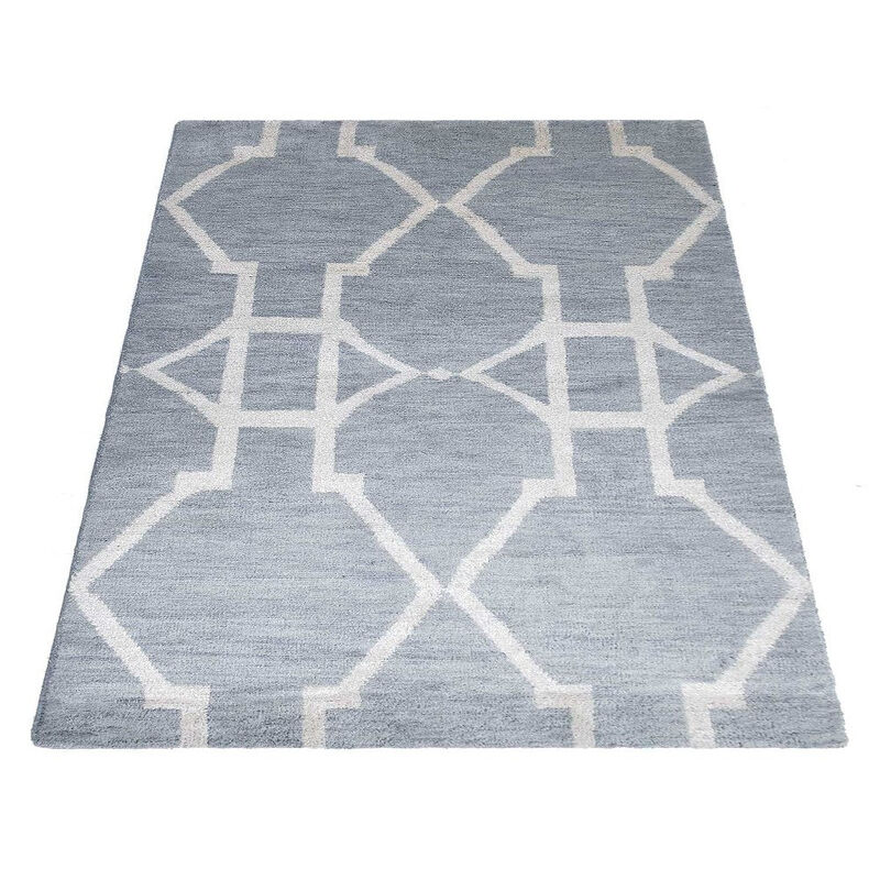 HAND KNOTTED WOOL Geometric AREA RUGS  - Rectangle Shape, Geometric Modern, Medium Pile Handmade Area Rugs for Living Room, Bed Room (N00942) image number 2