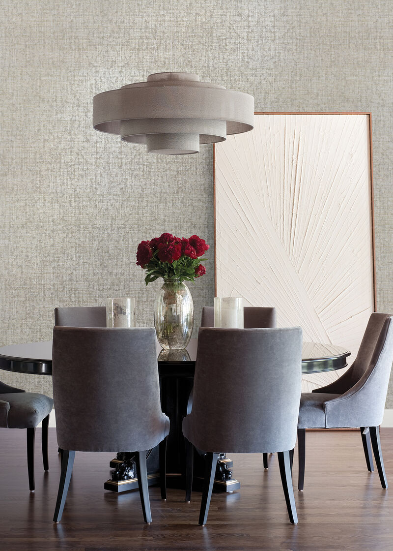 Kongur Silver Grasscloth Wallpaper image number 1