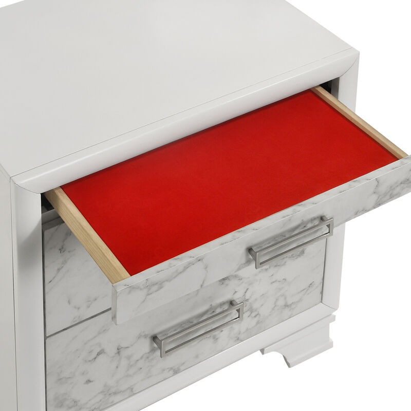 Mirevessiq Marble-Front 3-Drawer Nightstand image number 7