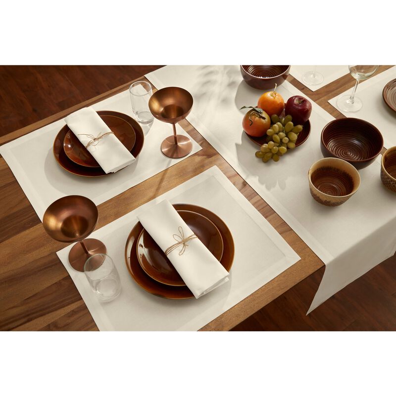 Solino Home Dru &ndash; Cotton Linen Plain Placemats &ndash; Set of 6, 14 x 19 in, Machine Washable, Holiday and Everyday Dining
